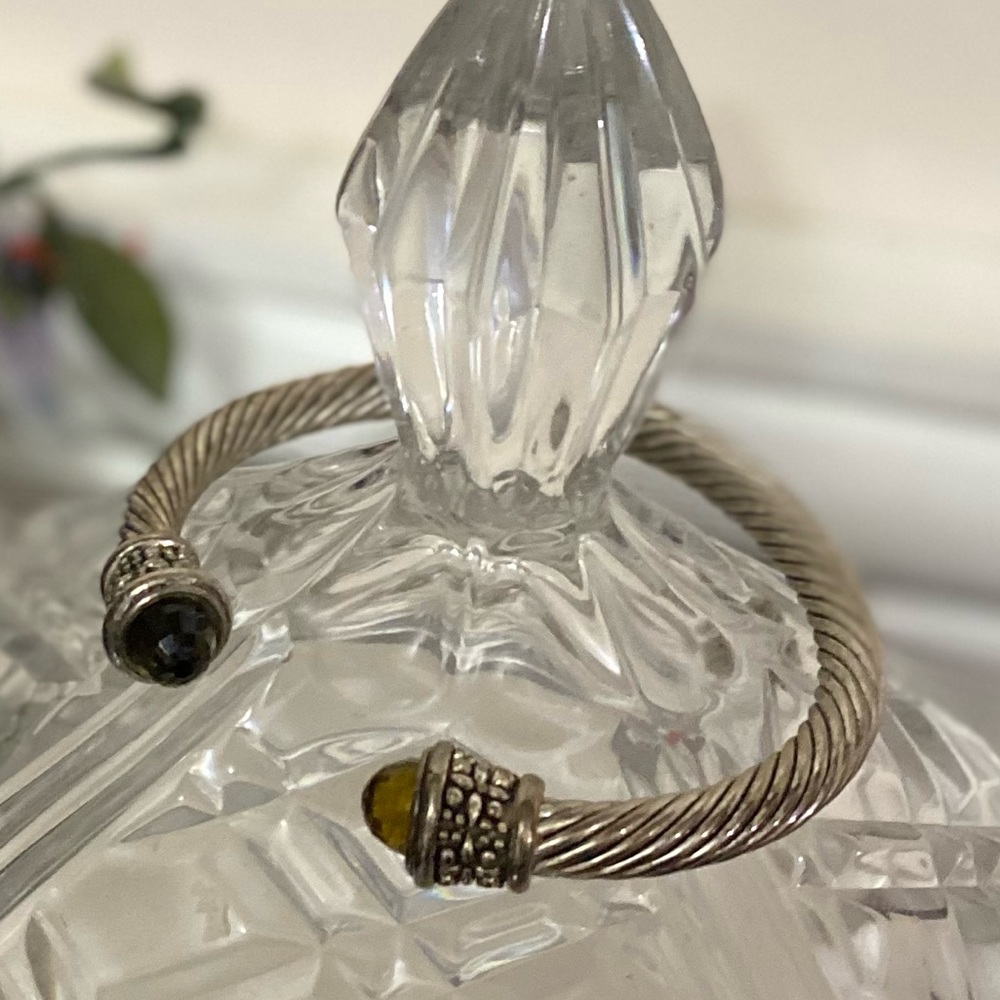 Vintage Silver Tone Twisted Cable Open Cuff Bangle - image 4